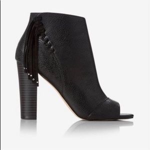 Whipstitch Fringe Open Toe Booties